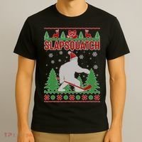 Slapsquatch Ugly Christmas Sweater Bigfoot T-Shirt thumb 3