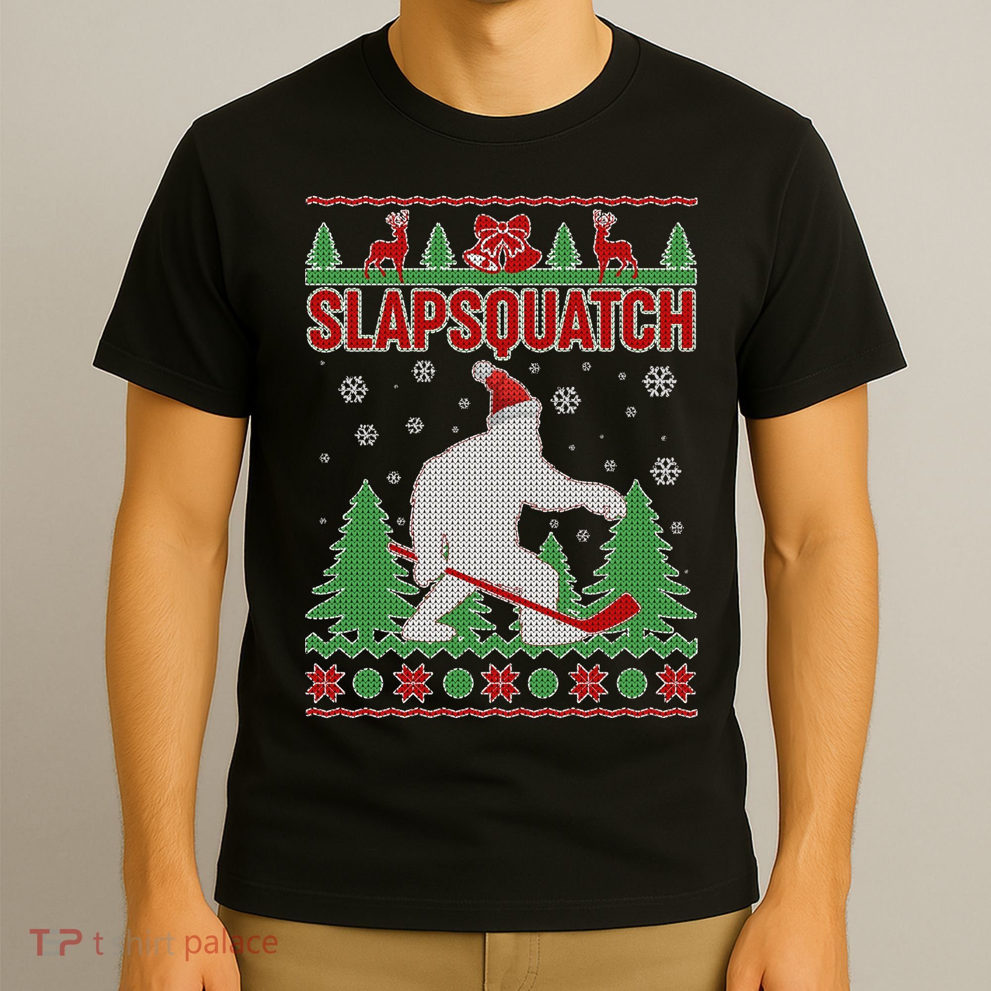 Slapsquatch Ugly Christmas Sweater Bigfoot T-Shirt