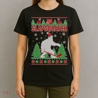 Slapsquatch Ugly Christmas Sweater Bigfoot T-Shirt thumb 4
