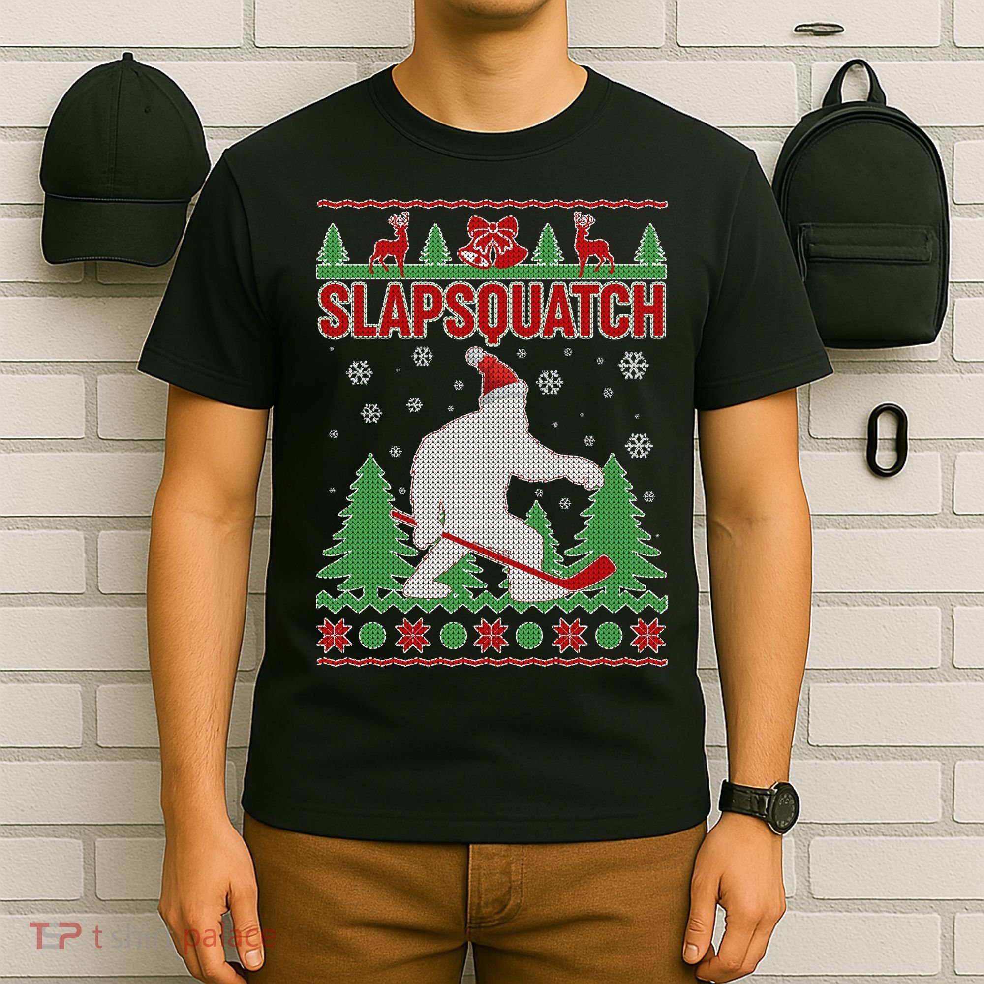 Slapsquatch Ugly Christmas Sweater Bigfoot T-Shirt