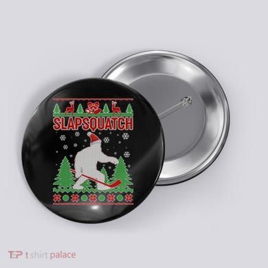 Slapsquatch Ugly Christmas Sweater Bigfoot Button