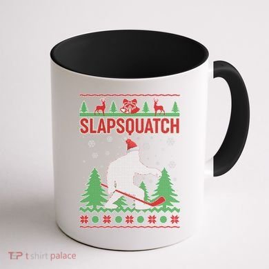 Slapsquatch Ugly Christmas Sweater Bigfoot Coffee Mug back