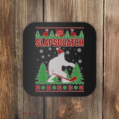 Slapsquatch Ugly Christmas Sweater Bigfoot Coaster