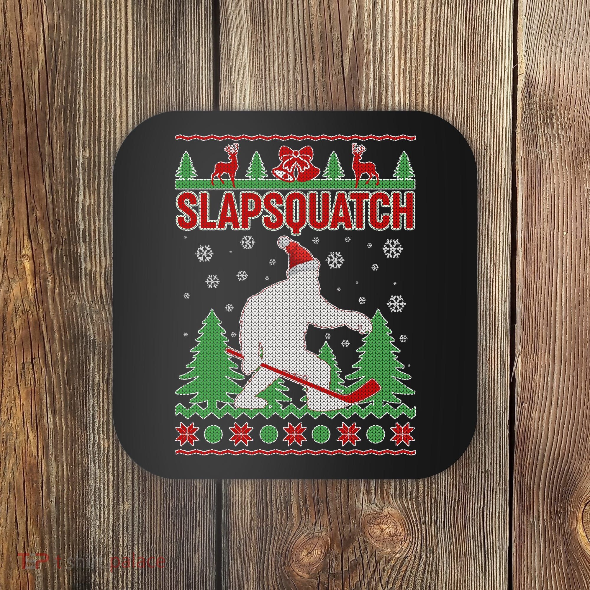 Slapsquatch Ugly Christmas Sweater Bigfoot Coaster
