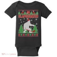 Slapsquatch Ugly Christmas Sweater Bigfoot Baby Bodysuit thumb 0