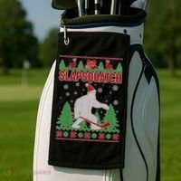 Slapsquatch Ugly Christmas Sweater Bigfoot Golf Towel thumb 2
