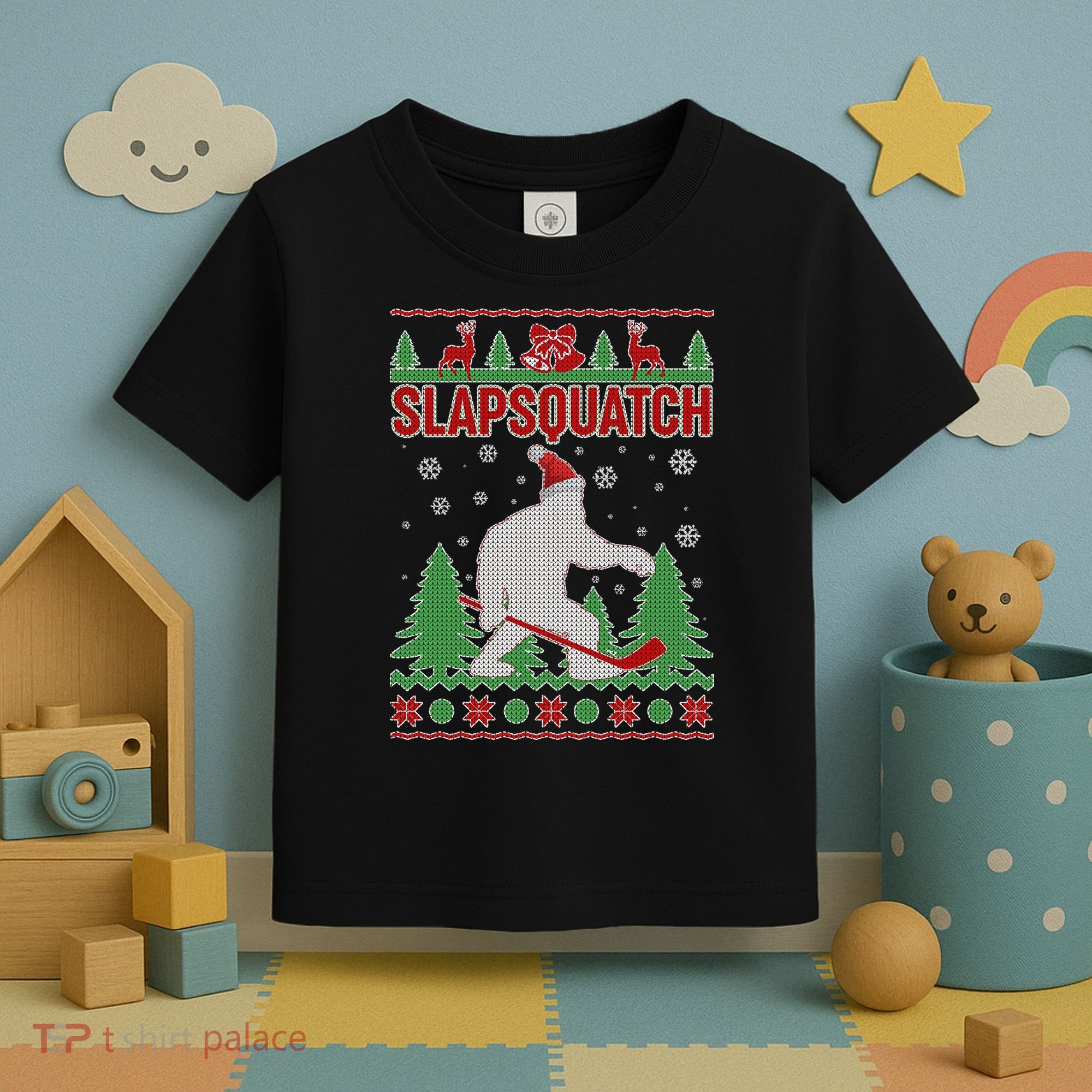 Slapsquatch Ugly Christmas Sweater Bigfoot Toddler T-Shirt