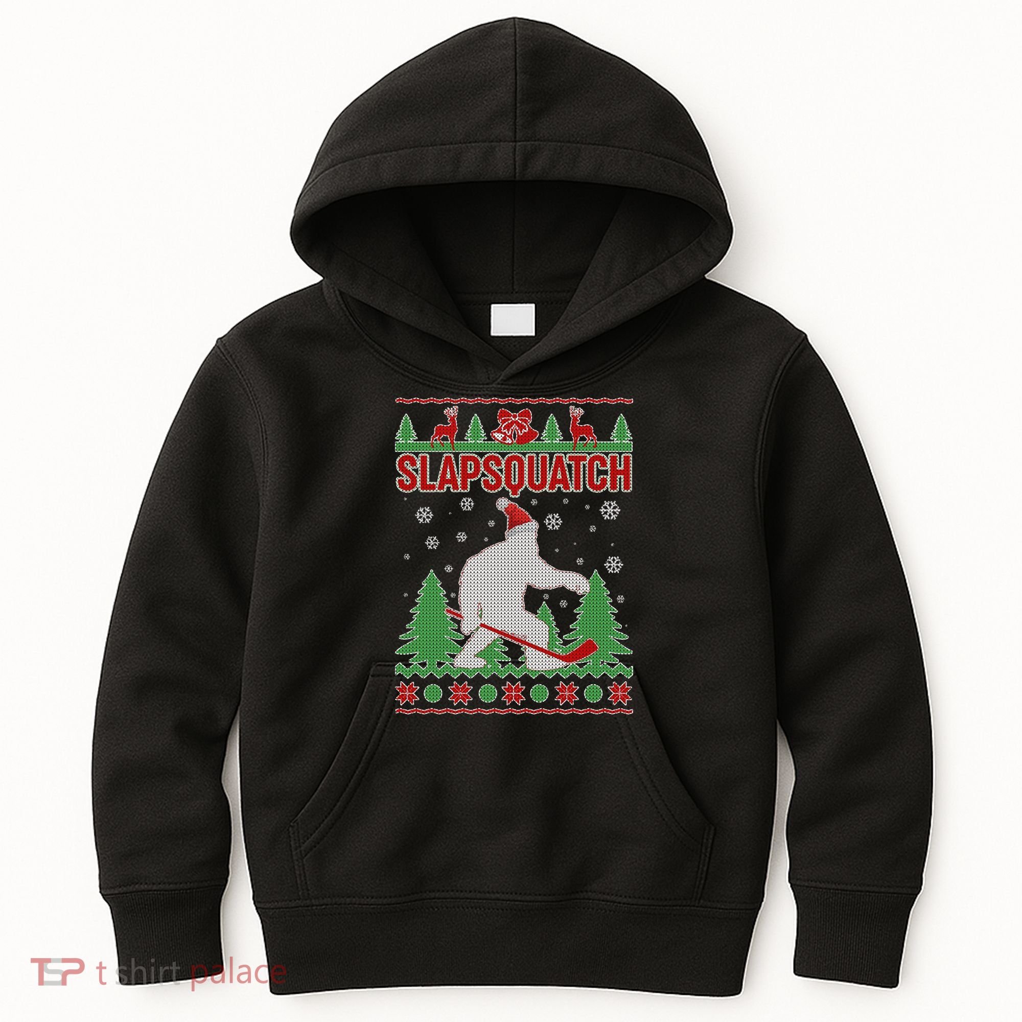 Slapsquatch Ugly Christmas Sweater Bigfoot Kids Hoodie
