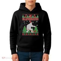 Slapsquatch Ugly Christmas Sweater Bigfoot Kids Hoodie thumb 4