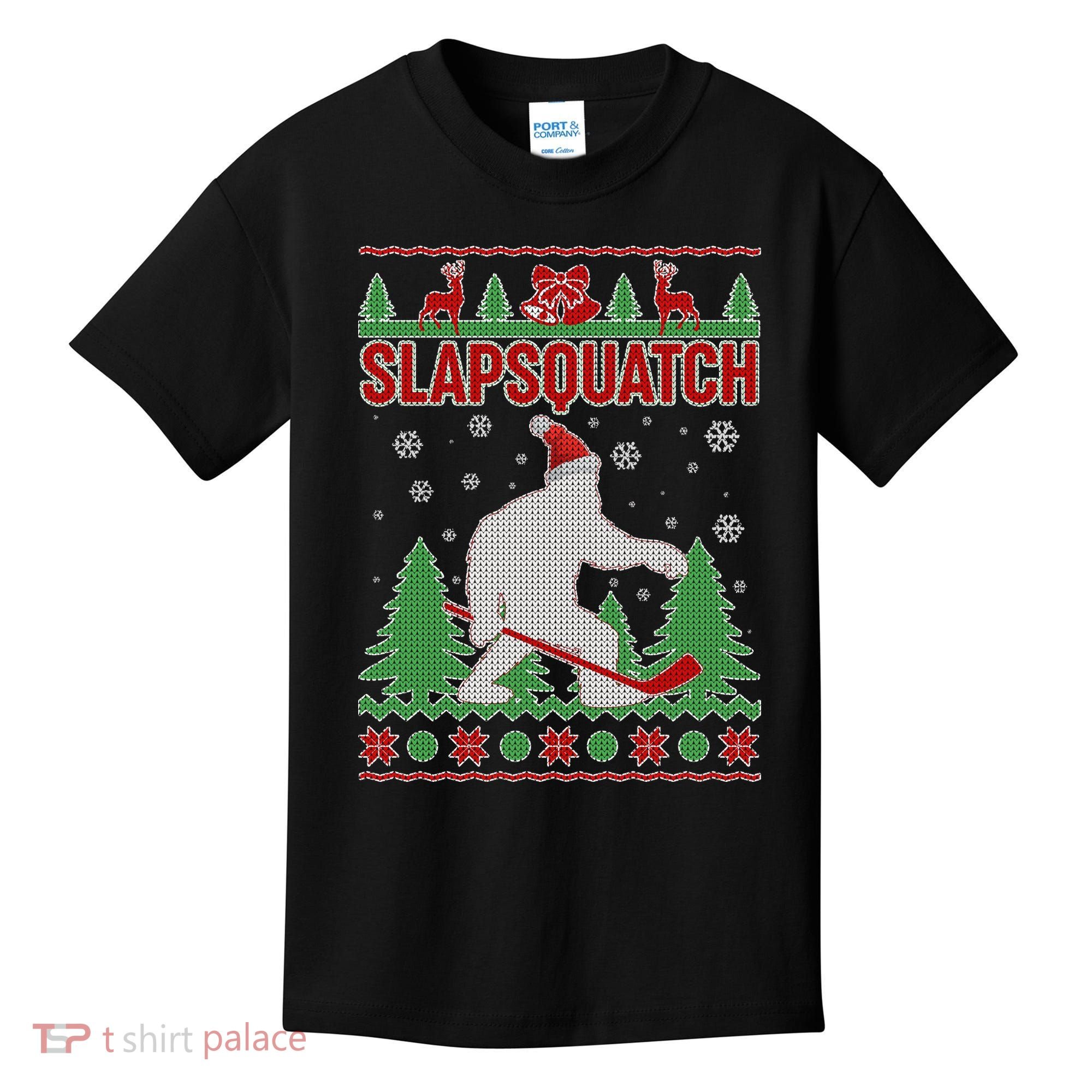 Slapsquatch Ugly Christmas Sweater Bigfoot Kids T-Shirt