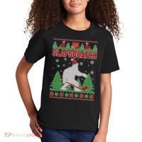 Slapsquatch Ugly Christmas Sweater Bigfoot Kids T-Shirt thumb 2