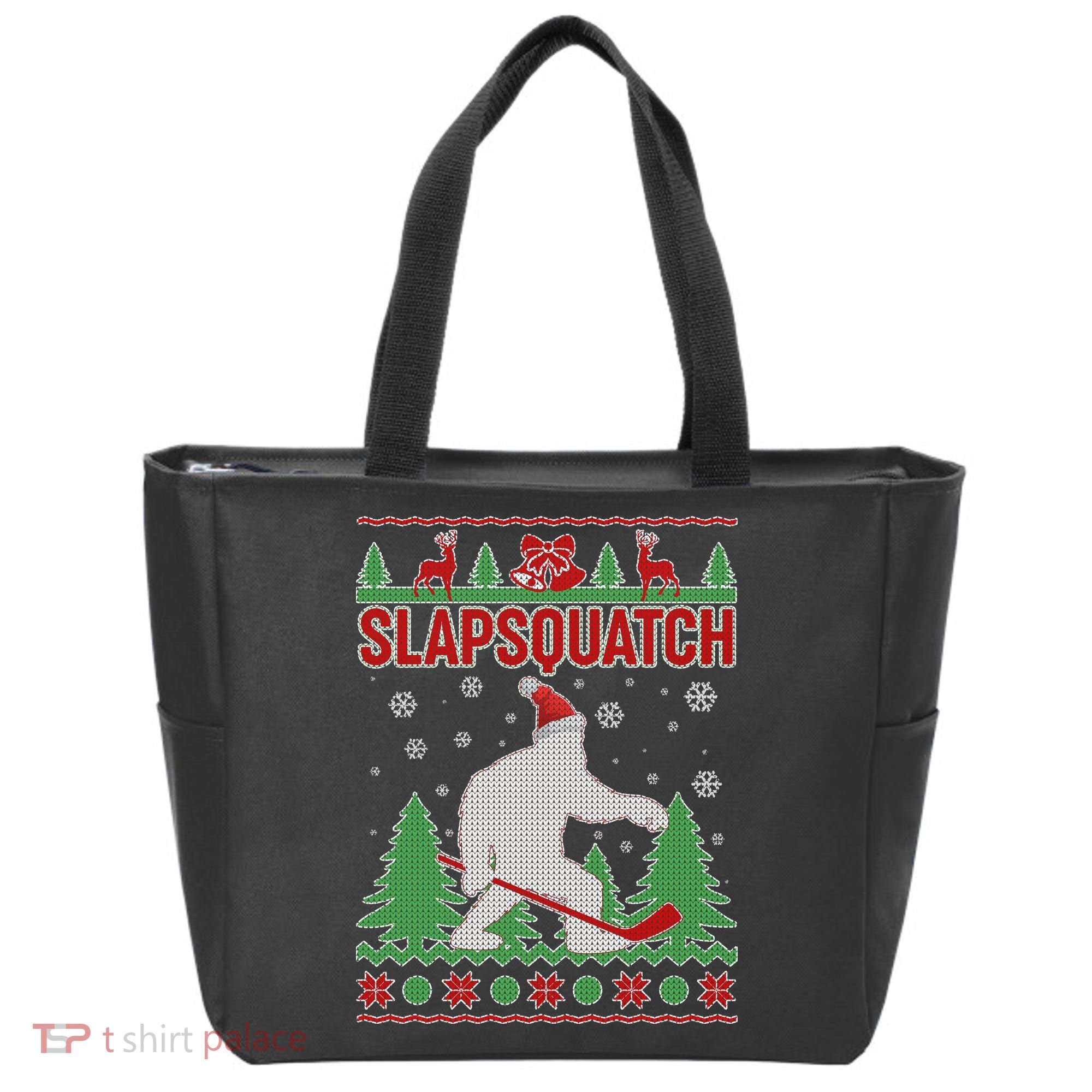 Slapsquatch Ugly Christmas Sweater Bigfoot Tote Bag