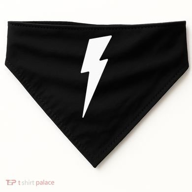 Simple Lightning Bolt In White Thunder Bolt USA-Made Doggie Bandana