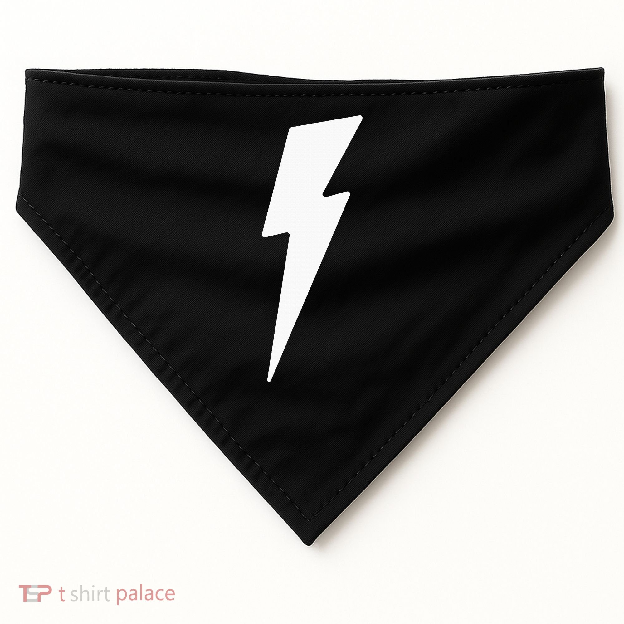 Simple Lightning Bolt In White Thunder Bolt USA-Made Doggie Bandana
