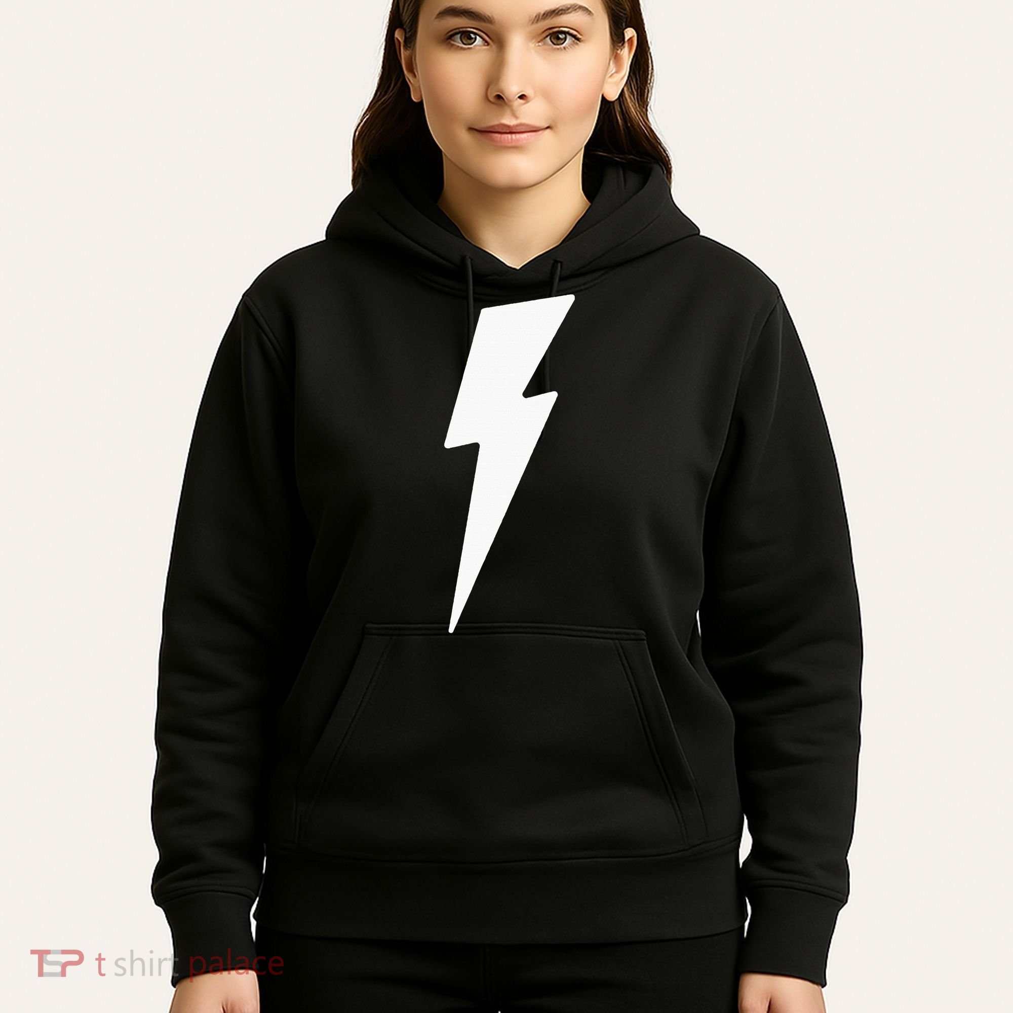Simple Lightning Bolt In White Thunder Bolt Hoodie