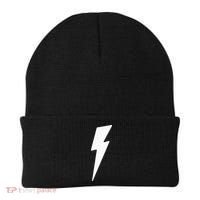 Simple Lightning Bolt In White Thunder Bolt Beanie thumb 0