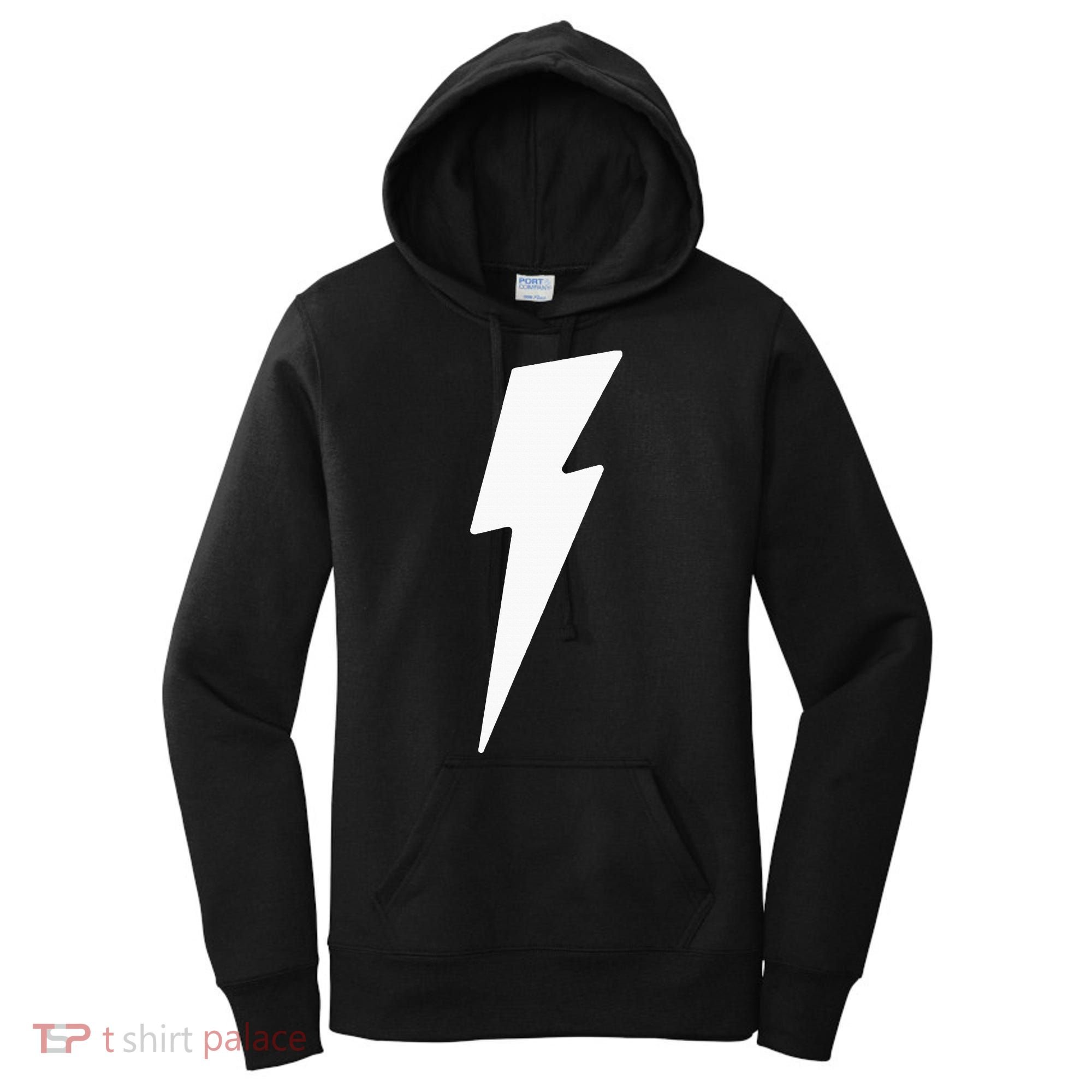Simple Lightning Bolt In White Thunder Bolt Women's Hoodie