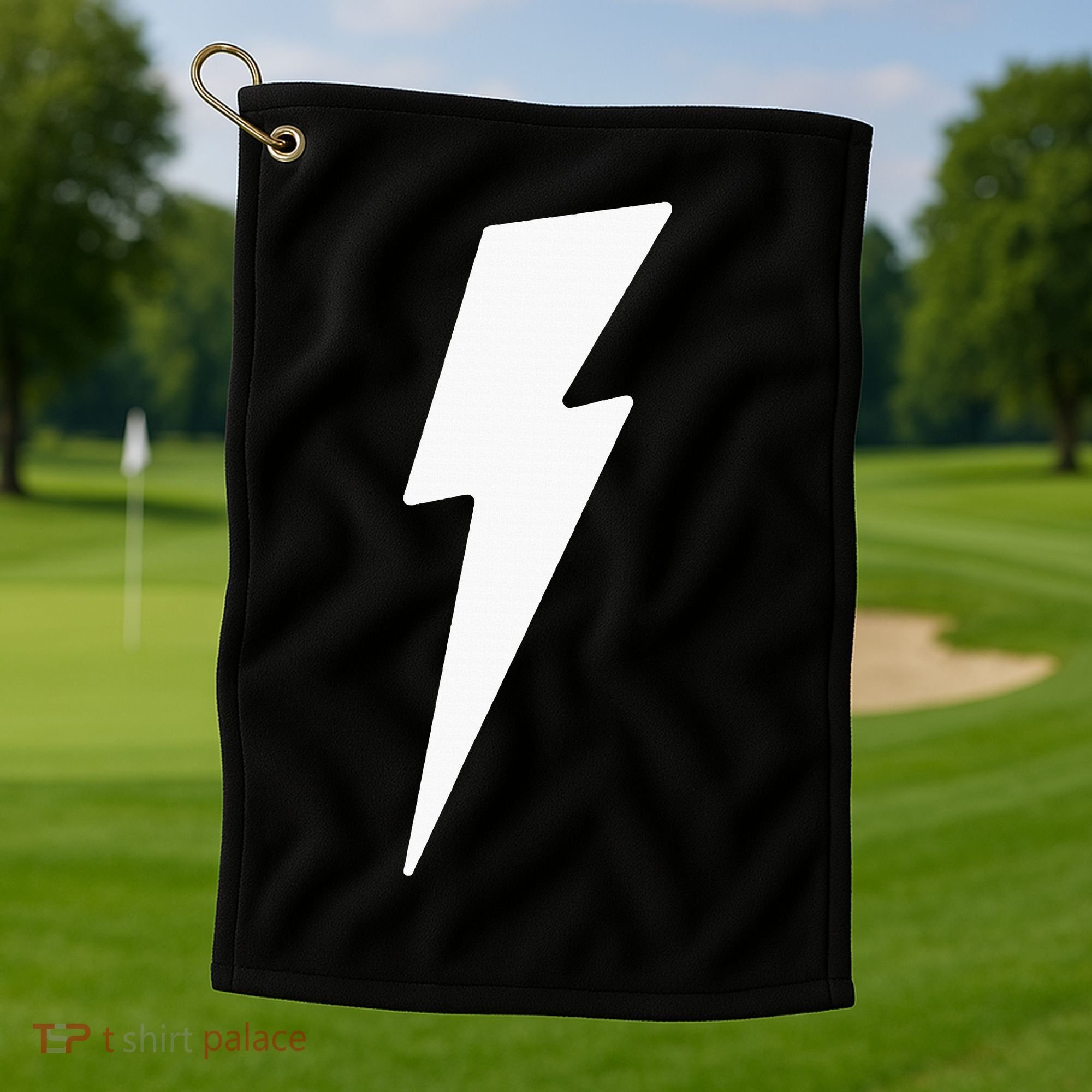 Simple Lightning Bolt In White Thunder Bolt Golf Towel