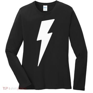 Simple Lightning Bolt In White Thunder Bolt Women's Long Sleeve Shirt