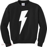 Simple Lightning Bolt In White Thunder Bolt Kids Sweatshirt thumb 0
