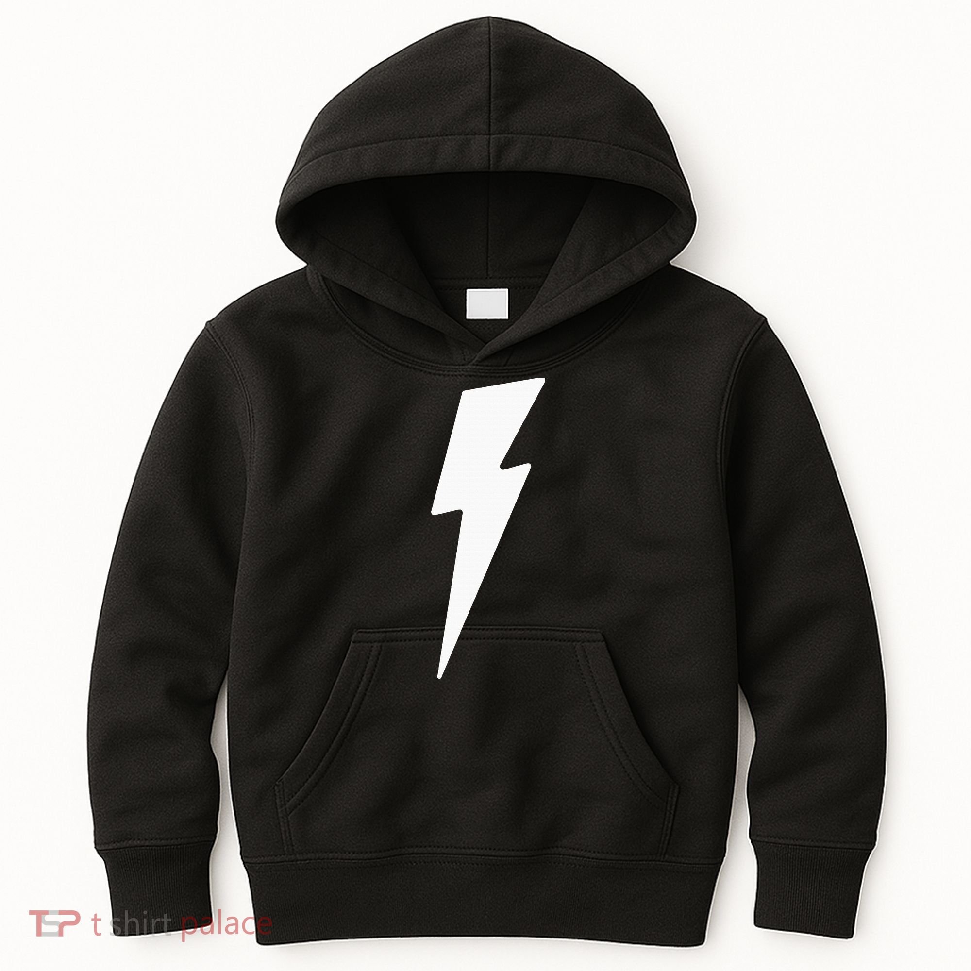 Simple Lightning Bolt In White Thunder Bolt Kids Hoodie