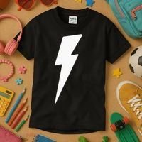 Simple Lightning Bolt In White Thunder Bolt Kids T-Shirt thumb 3