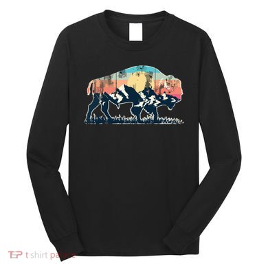 Sunset Landscape Buffalo Gift Long Sleeve Shirt