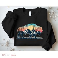 Sunset Landscape Buffalo Gift Sweatshirt thumb 2