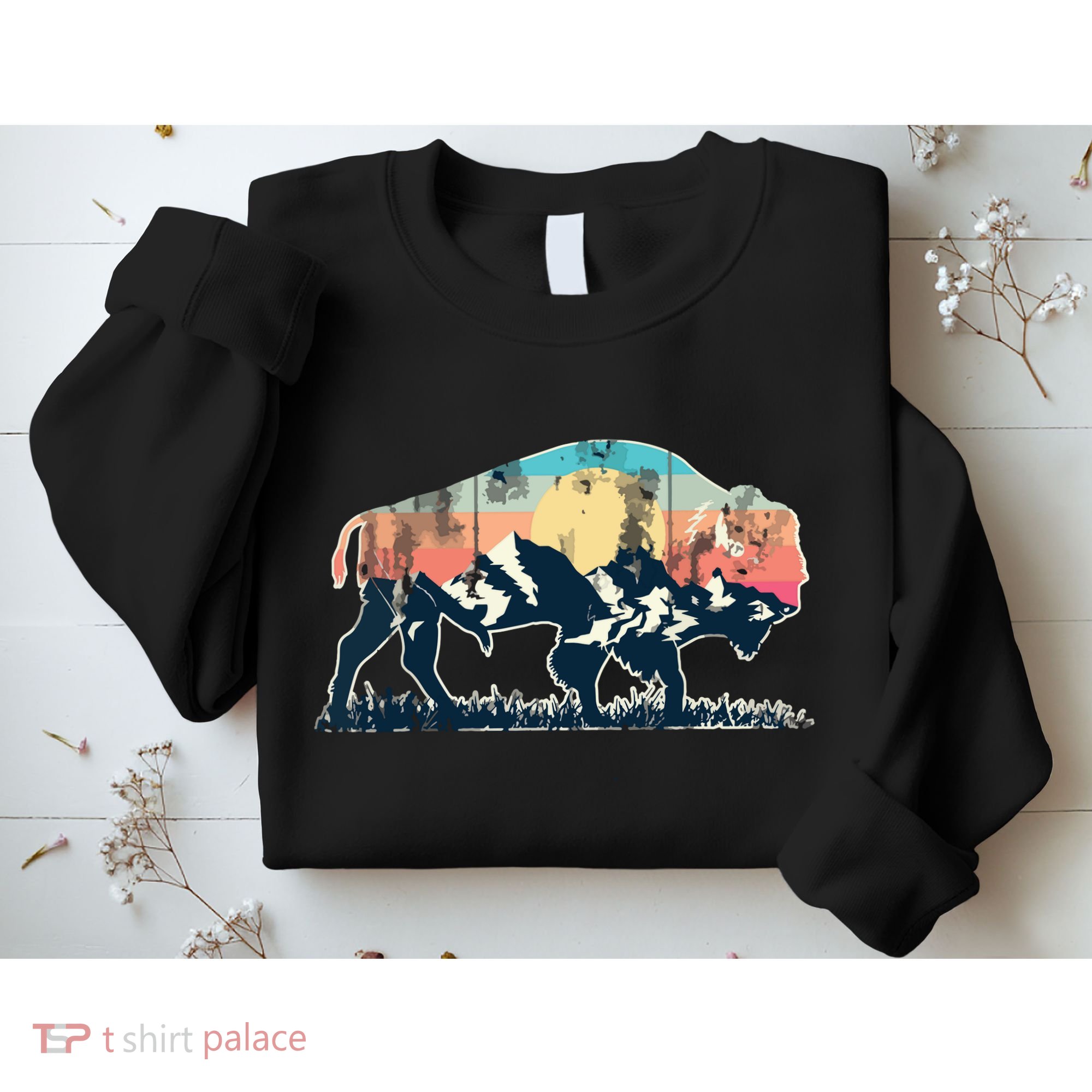 Sunset Landscape Buffalo Gift Sweatshirt