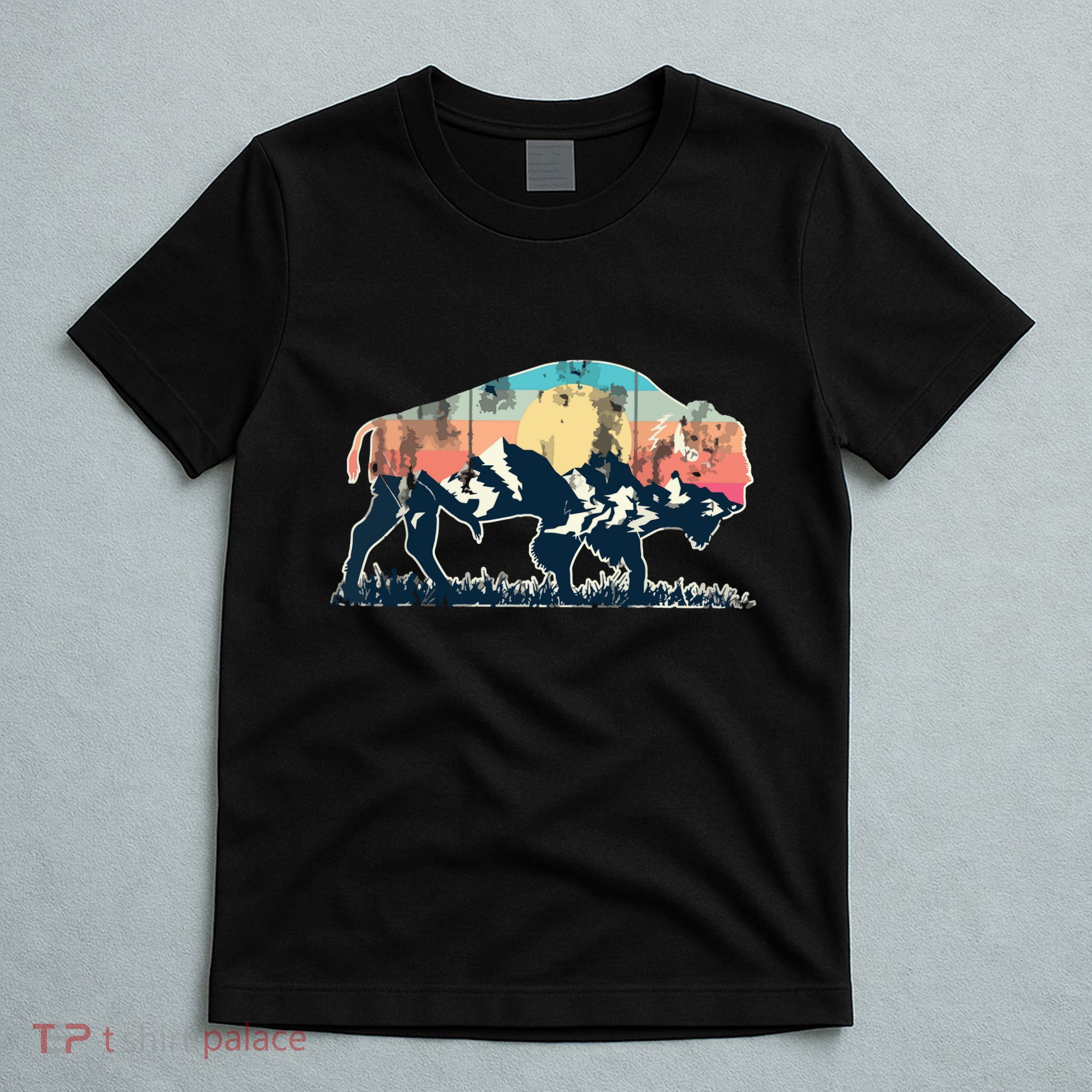 Sunset Landscape Buffalo Gift T-Shirt