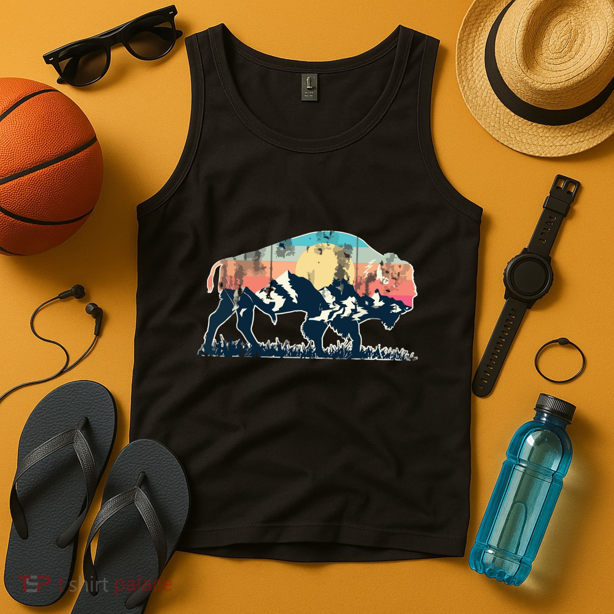 Sunset Landscape Buffalo Gift Tank Top