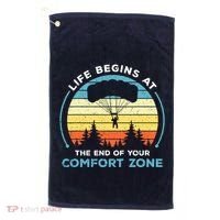 Skydiving Life Begins At The End Of Your Comfort Zone Gift Golf Towel thumb 0