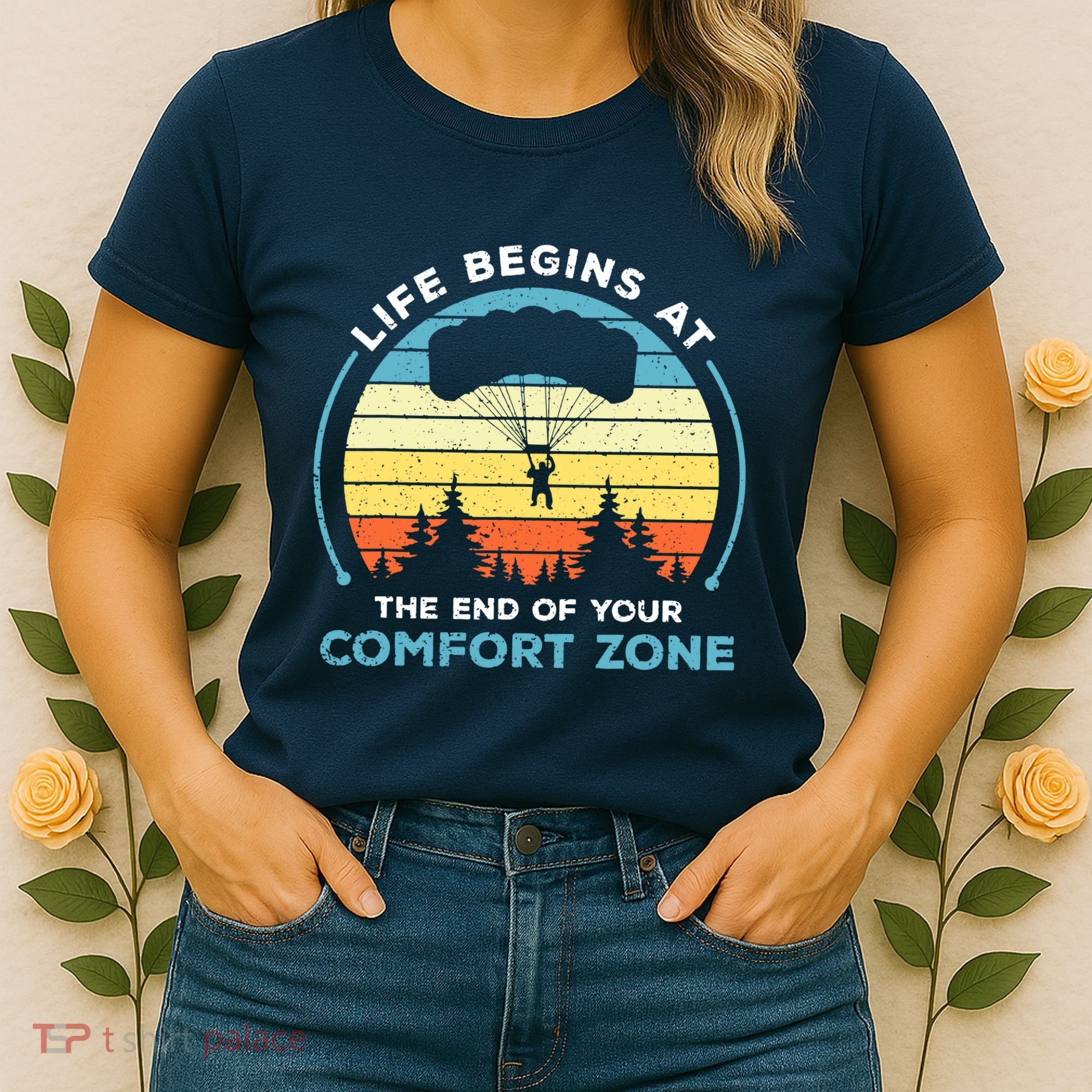 Skydiving Life Begins At The End Of Your Comfort Zone Gift Women's T-Shirt