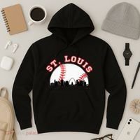 St. Louis Baseball St. Louis Mo Cityscape Stl Skyline Hoodie thumb 3