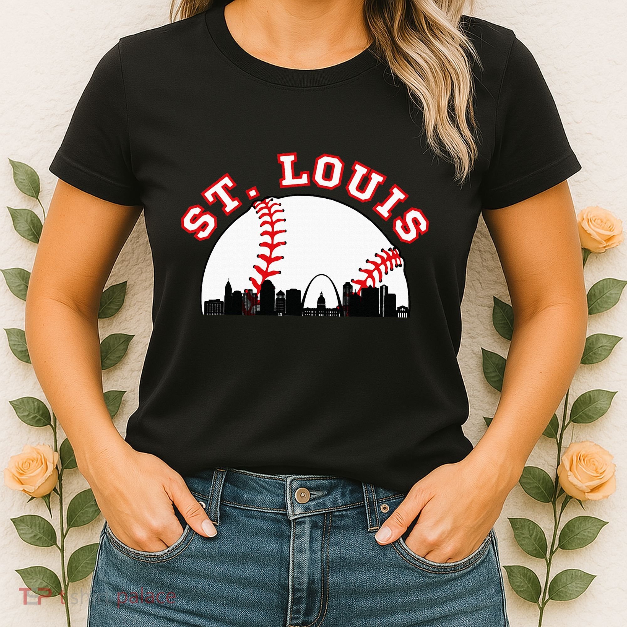 St. Louis Baseball St. Louis Mo Cityscape Stl Skyline Women's T-Shirt