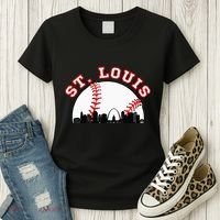 St. Louis Baseball St. Louis Mo Cityscape Stl Skyline Women's T-Shirt thumb 3