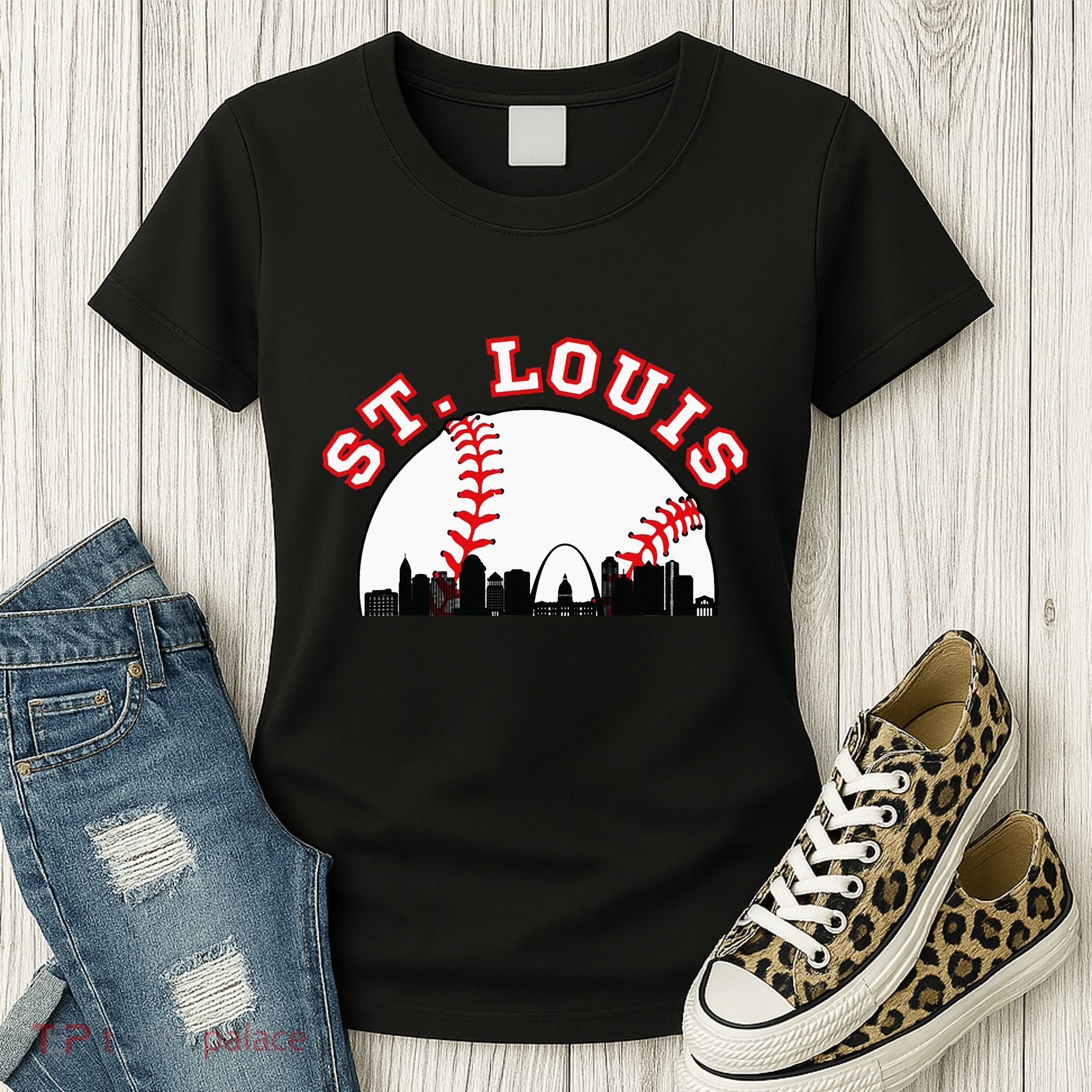 St. Louis Baseball St. Louis Mo Cityscape Stl Skyline Women's T-Shirt