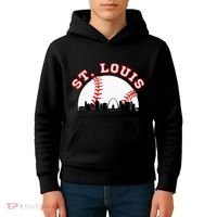 St. Louis Baseball St. Louis Mo Cityscape Stl Skyline Kids Hoodie thumb 4