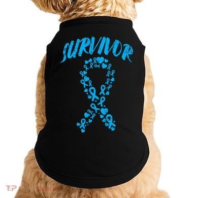 Survivor Light Blue Ribbon Prostate Cancer Awareness Meaningful Gift Doggie Tank