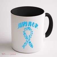 Survivor Light Blue Ribbon Prostate Cancer Awareness Meaningful Gift Coffee Mug thumb 1