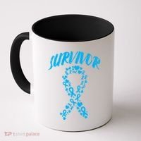 Survivor Light Blue Ribbon Prostate Cancer Awareness Meaningful Gift Coffee Mug thumb 0