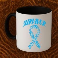 Survivor Light Blue Ribbon Prostate Cancer Awareness Meaningful Gift Coffee Mug thumb 2