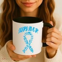 Survivor Light Blue Ribbon Prostate Cancer Awareness Meaningful Gift Coffee Mug thumb 3