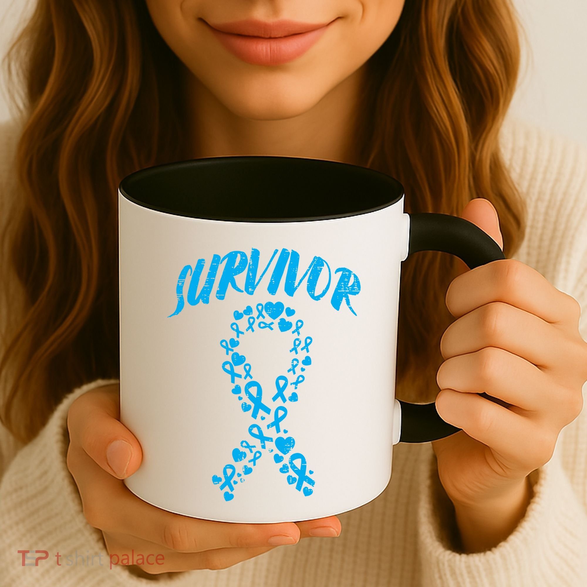 Survivor Light Blue Ribbon Prostate Cancer Awareness Meaningful Gift Coffee Mug