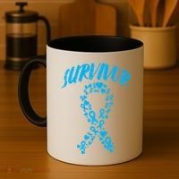 Survivor Light Blue Ribbon Prostate Cancer Awareness Meaningful Gift Coffee Mug thumb 4