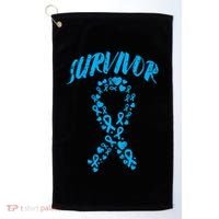 Survivor Light Blue Ribbon Prostate Cancer Awareness Meaningful Gift Golf Towel thumb 0