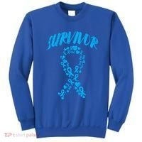 Survivor Light Blue Ribbon Prostate Cancer Awareness Meaningful Gift Sweatshirt thumb 0
