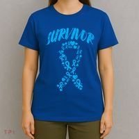 Survivor Light Blue Ribbon Prostate Cancer Awareness Meaningful Gift T-Shirt thumb 4