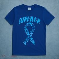 Survivor Light Blue Ribbon Prostate Cancer Awareness Meaningful Gift T-Shirt thumb 5