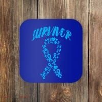 Survivor Light Blue Ribbon Prostate Cancer Awareness Meaningful Gift Coaster thumb 0